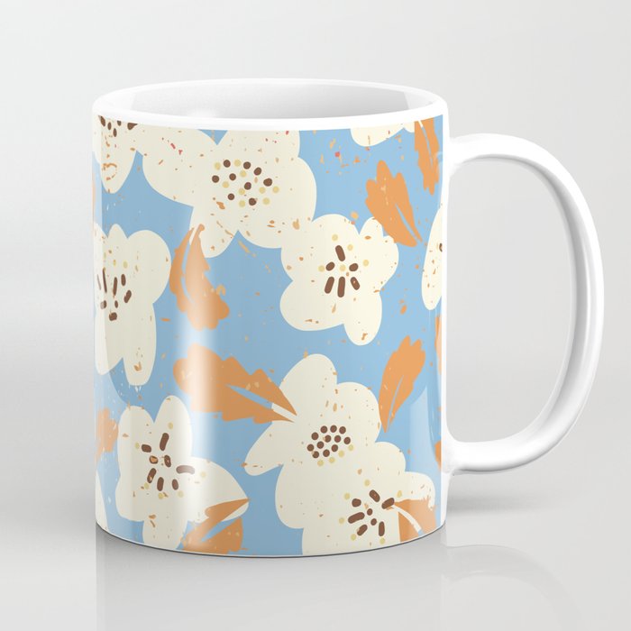 Bold flowers in my garden on chalky blue Coffee Mug Gallery Image 1