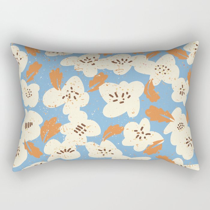 Bold flowers in my garden on chalky blue Rectangular Pillow Gallery Image 2