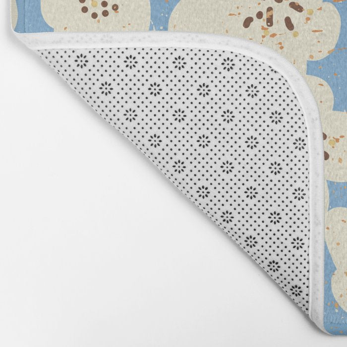 Bold flowers in my garden on chalky blue Bath Mat Gallery Image 2