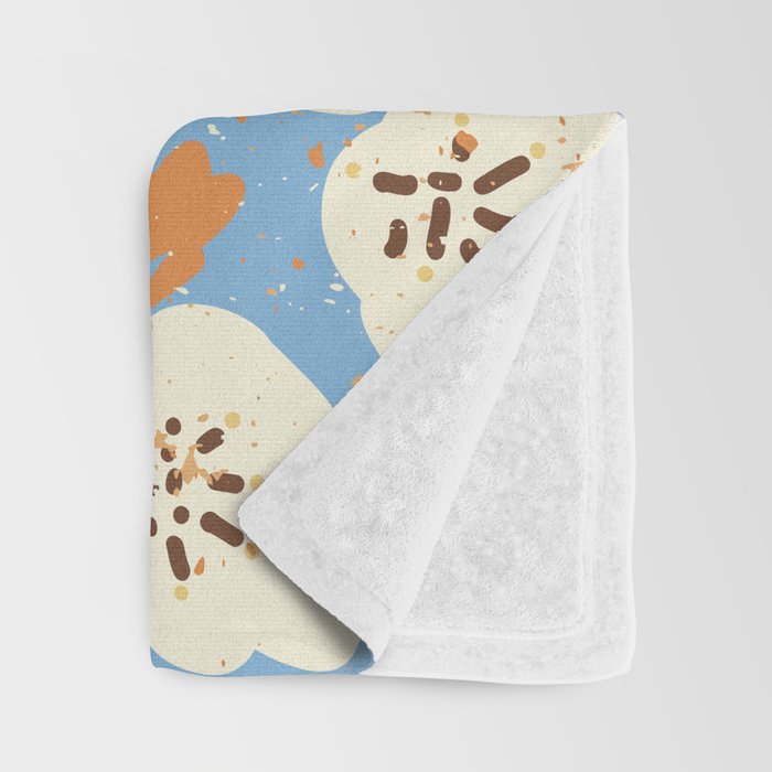 Bold flowers in my garden on chalky blue Throw Blanket Gallery Image 3