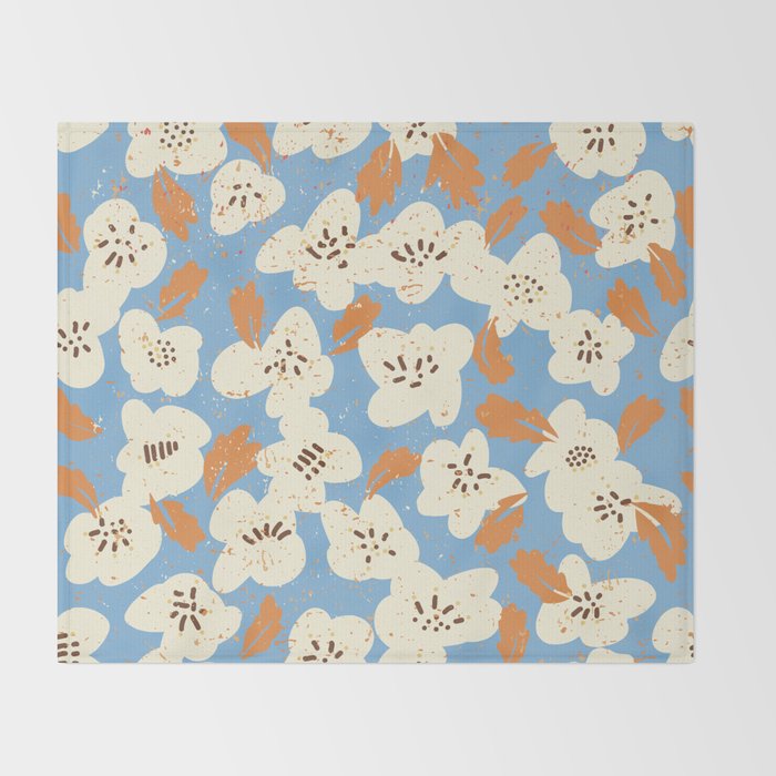 Bold flowers in my garden on chalky blue Throw Blanket Gallery Image 2