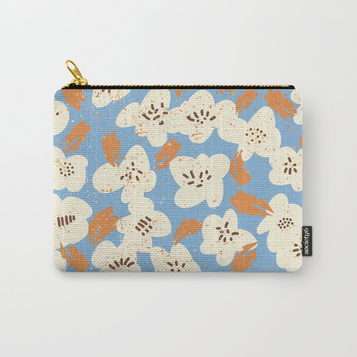Bold flowers in my garden on chalky blue Carry All Pouch Gallery Image 1