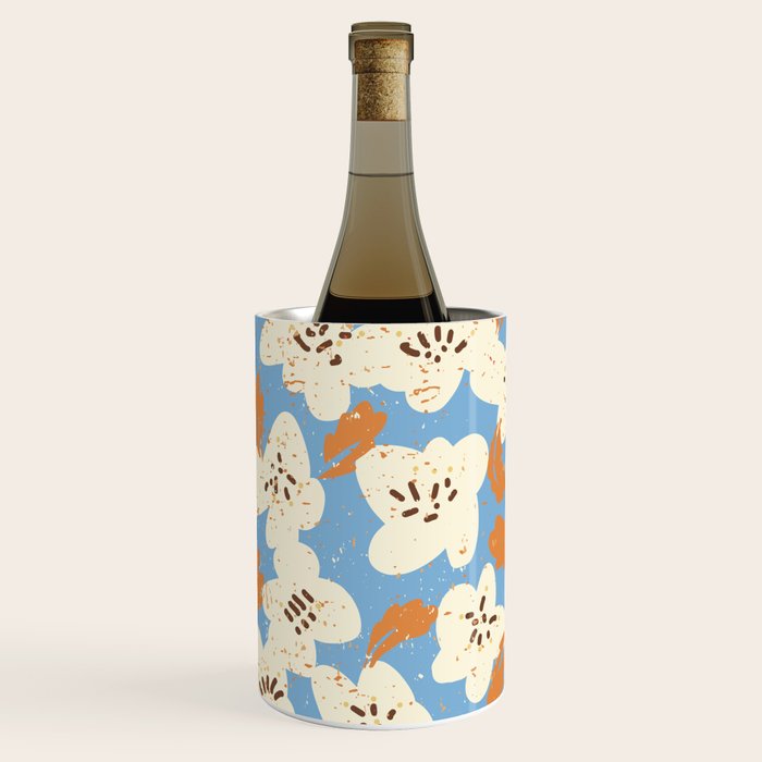 Bold flowers in my garden on chalky blue Wine Chiller Gallery Image 1