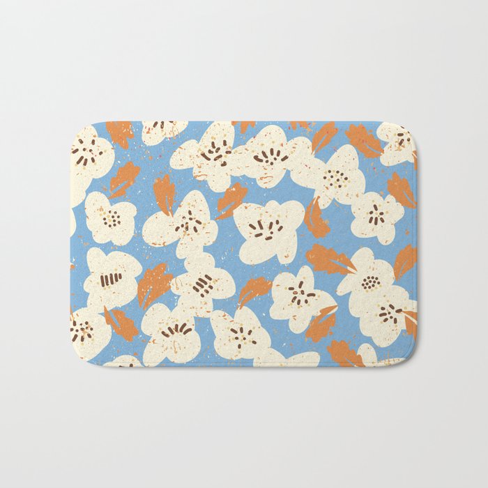 Bold flowers in my garden on chalky blue Bath Mat Gallery Image 1
