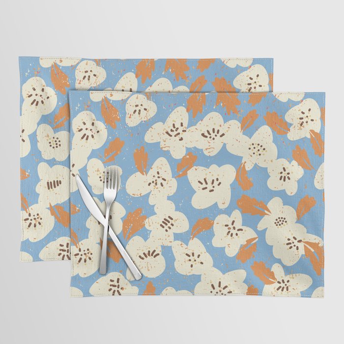 Bold flowers in my garden on chalky blue Placemat Gallery Image 1