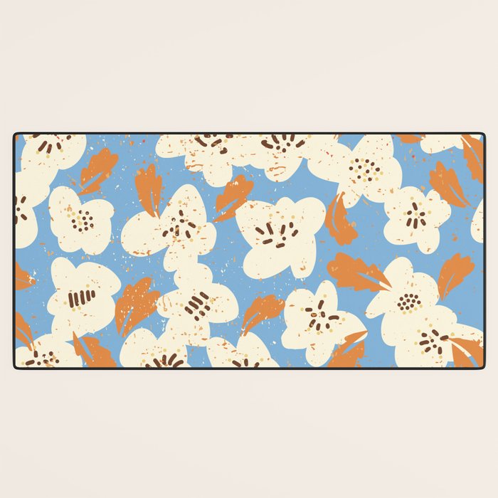 Bold flowers in my garden on chalky blue Desk Mat Gallery Image 3