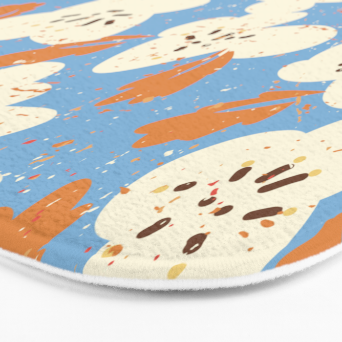 Bold flowers in my garden on chalky blue Bath Mat Gallery Image 3