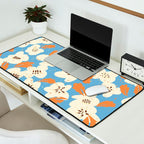 Bold flowers in my garden on chalky blue Desk Mat Gallery Image 2