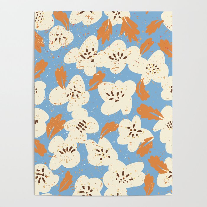 Bold flowers in my garden on chalky blue Poster Gallery Image 4