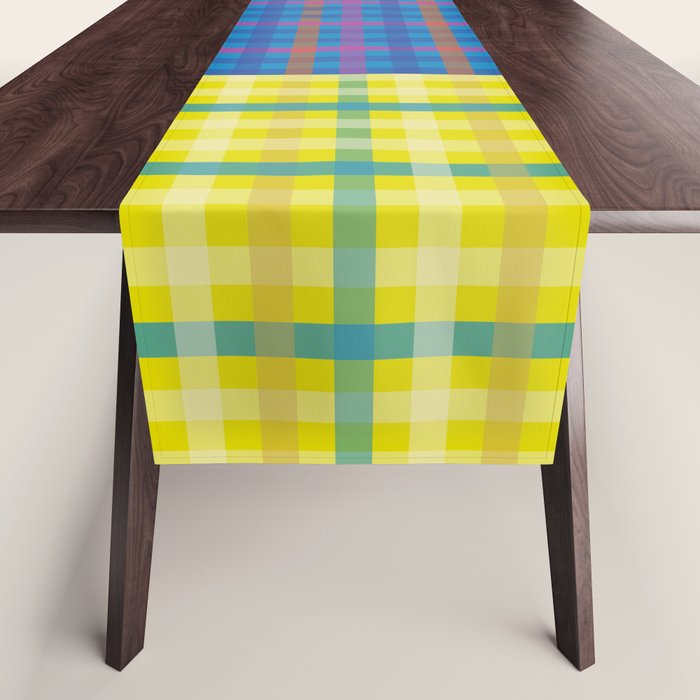 Bold and Colorful Vintage Style Gingham Patchwork Plaid Pattern Table Runner Gallery Image 1