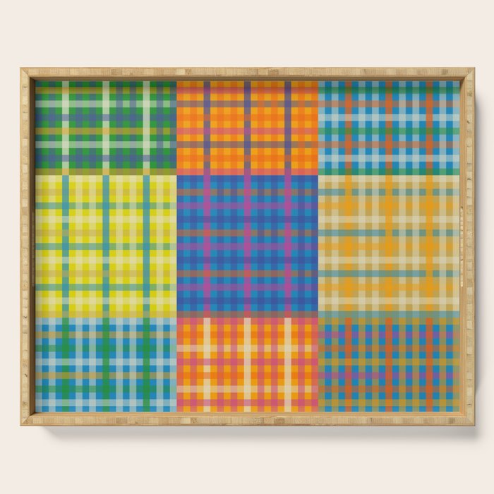 Bold and Colorful Vintage Style Gingham Patchwork Plaid Pattern Serving Tray Gallery Image 1