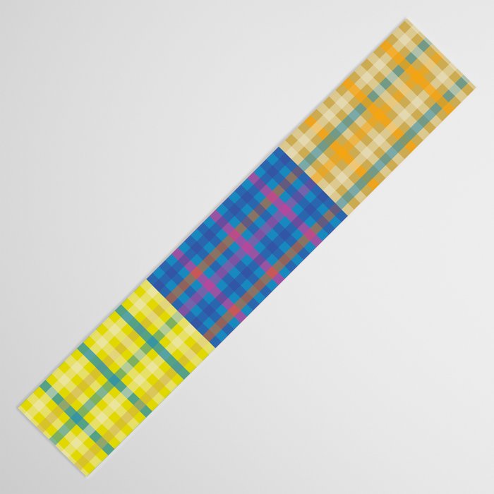 Bold and Colorful Vintage Style Gingham Patchwork Plaid Pattern Table Runner Gallery Image 3