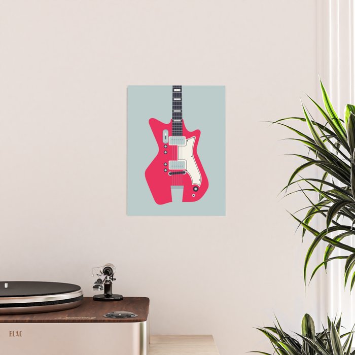 Retro 60s Surf Rock Electric Guitar - Slate Poster Gallery Image 2
