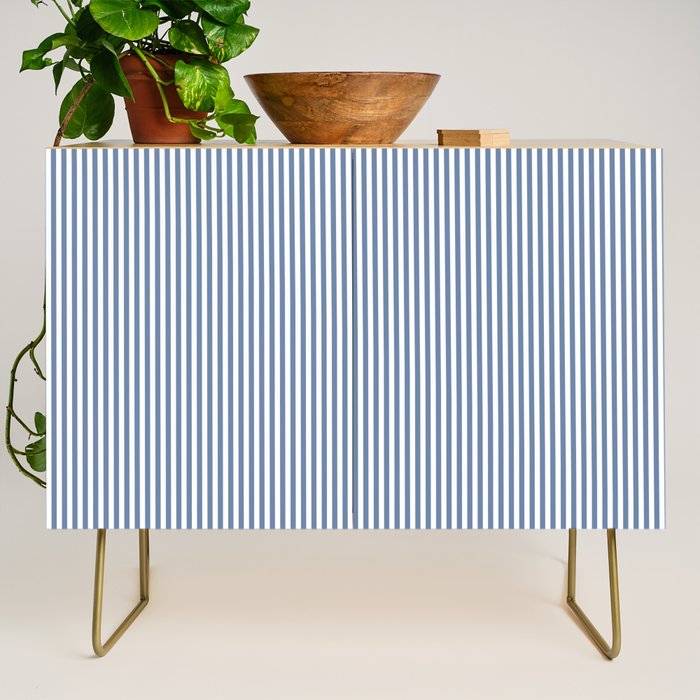 Blue Seersucker Stripe Credenza Gallery Image 1