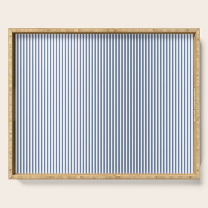 Blue Seersucker Stripe Serving Tray Gallery Image 1