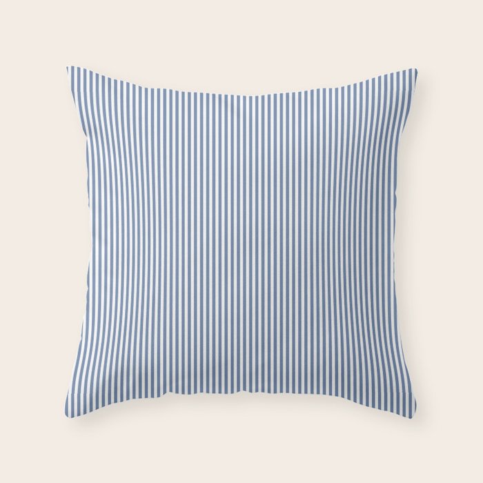 Blue Seersucker Stripe Throw Pillow Gallery Image 6
