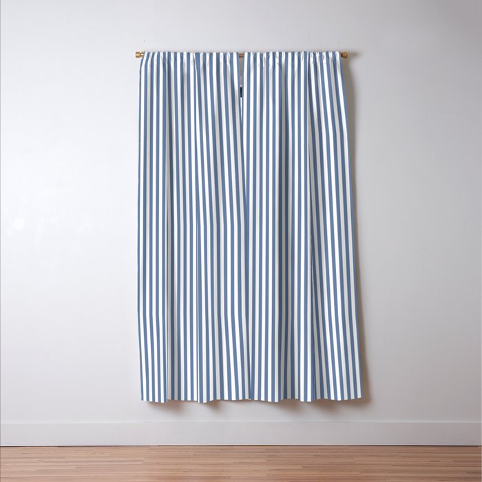 Blue Seersucker Stripe Window Curtain Gallery Image 3