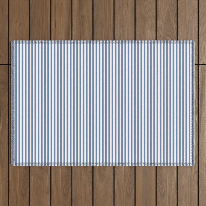 Blue Seersucker Stripe Outdoor Rug Gallery Image 1