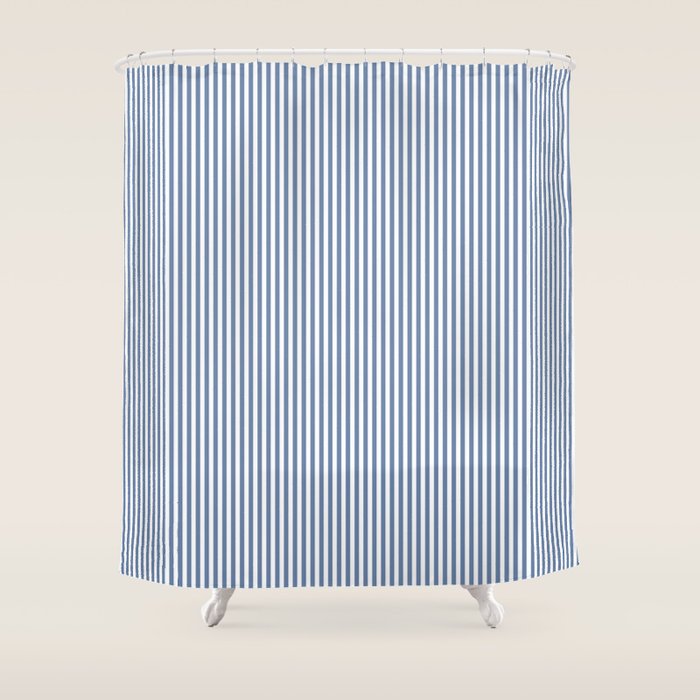 Blue Seersucker Stripe Shower Curtain Gallery Image 1