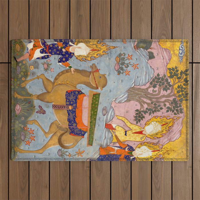 "Coffin of Imam 'Ali", Folio from a Falnama (The Book of Omens) of Ja'far al-Sadiq Outdoor Rug Gallery Image 1