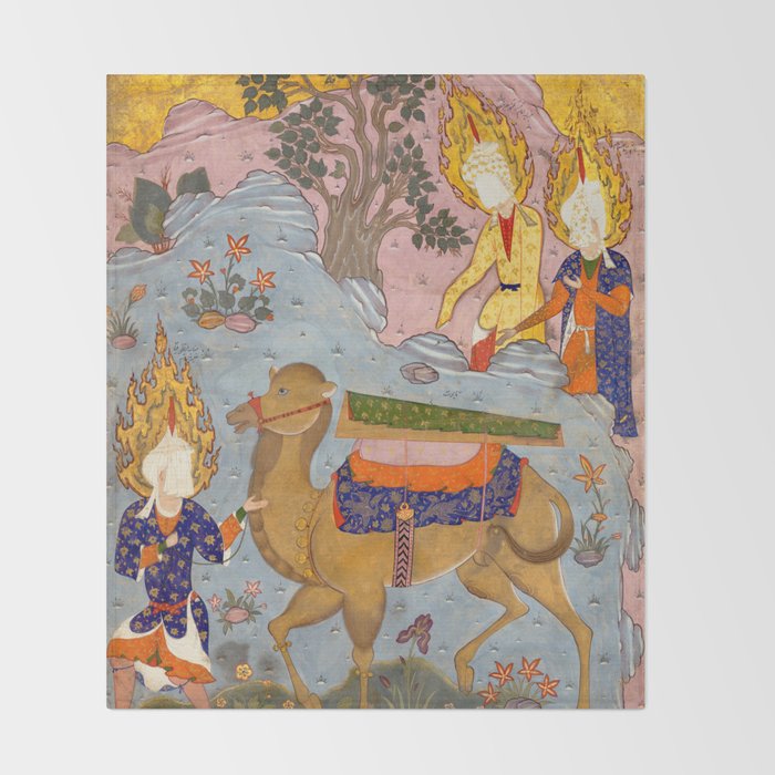 "Coffin of Imam 'Ali", Folio from a Falnama (The Book of Omens) of Ja'far al-Sadiq Throw Blanket Gallery Image 2