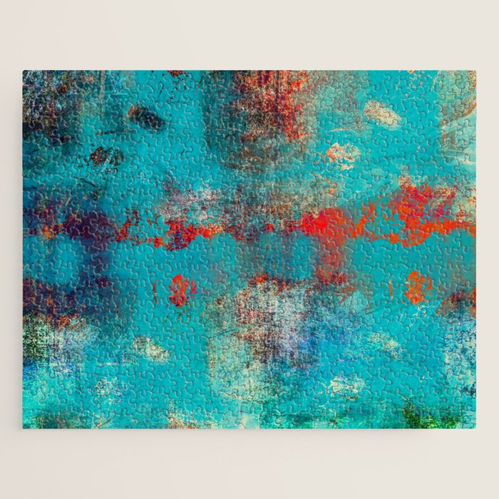 Aztec Turquoise Stone Abstract Texture Design Art Jigsaw Puzzle Gallery Image 1