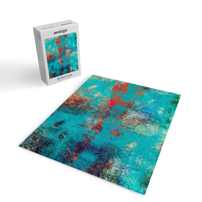 Aztec Turquoise Stone Abstract Texture Design Art Jigsaw Puzzle Gallery Image 2