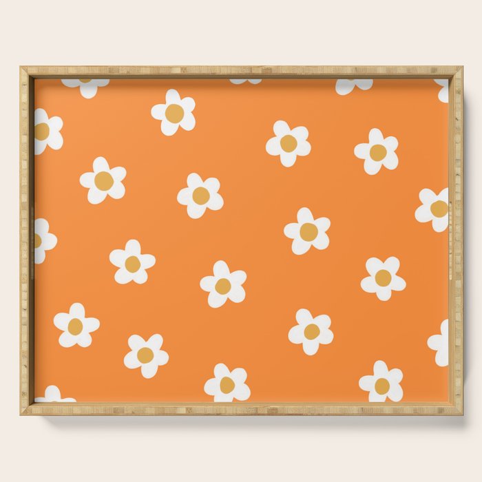 Summer Orange Flower Pattern Serving Tray Gallery Image 1