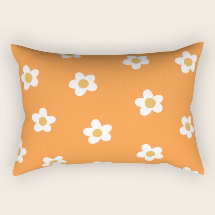 Summer Orange Flower Pattern Rectangular Pillow Gallery Image 1