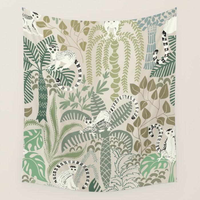 Jungle adventure natural green Wall Tapestry Gallery Image 4
