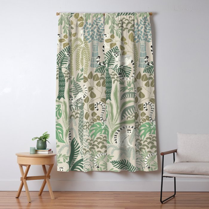 Jungle adventure natural green Window Curtain Gallery Image 5