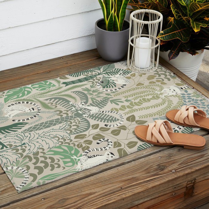 Jungle adventure natural green Outdoor Rug Gallery Image 2