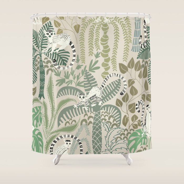 Jungle adventure natural green Shower Curtain Gallery Image 1