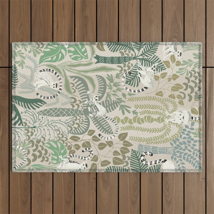Jungle adventure natural green Outdoor Rug Gallery Image 1