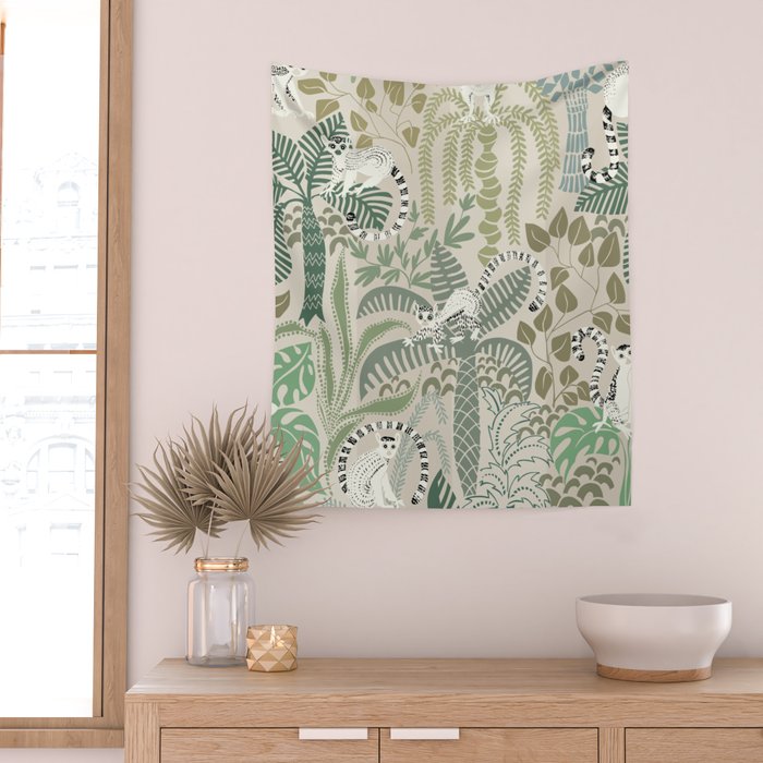 Jungle adventure natural green Wall Tapestry Gallery Image 2