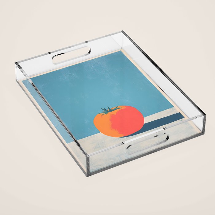 Bold Tomato on Blue Acrylic Tray Gallery Image 1
