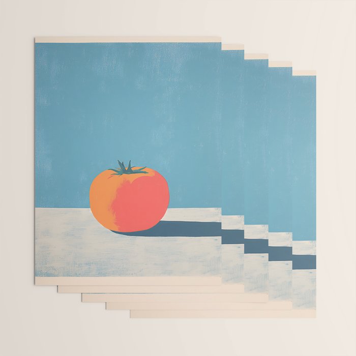 Bold Tomato on Blue Wrapping Paper Gallery Image 3