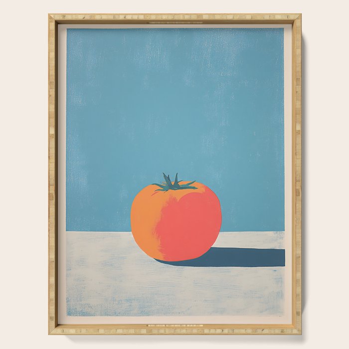 Bold Tomato on Blue Serving Tray Gallery Image 1