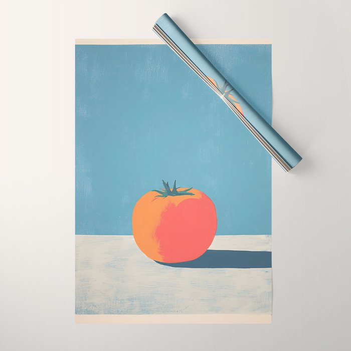 Bold Tomato on Blue Wrapping Paper Gallery Image 1