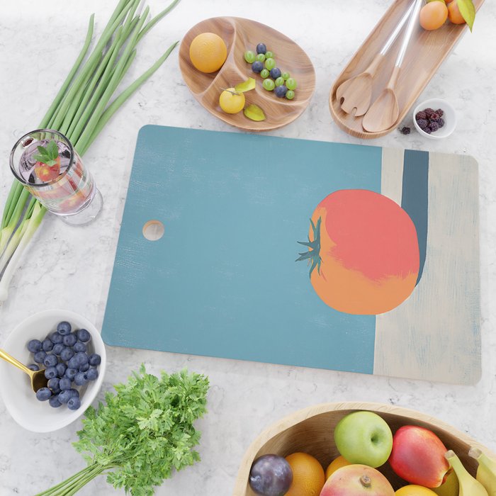 Bold Tomato on Blue Cutting Board Gallery Image 2