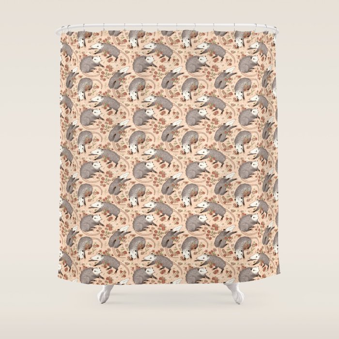 Opossum and Roses Shower Curtain Gallery Image 1
