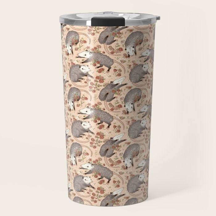 Opossum and Roses Travel Mug Gallery Image 1