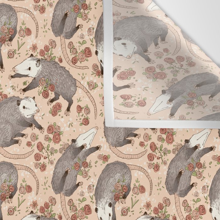 Opossum and Roses Wall Tapestry Gallery Image 3