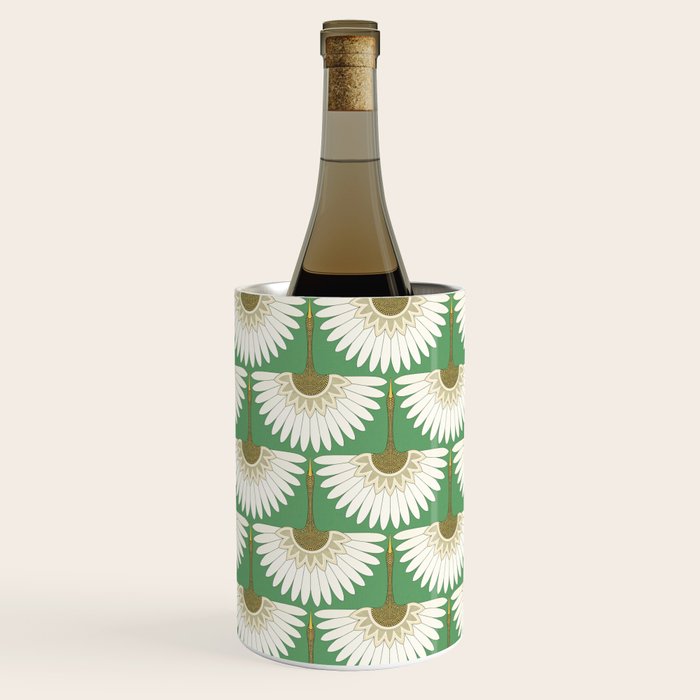 art deco cranes green Wine Chiller Gallery Image 2