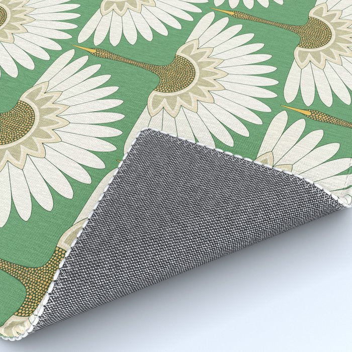 art deco cranes green Rug Gallery Image 4