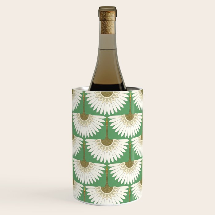 art deco cranes green Wine Chiller Gallery Image 1