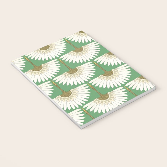 art deco cranes green Notebook Gallery Image 3