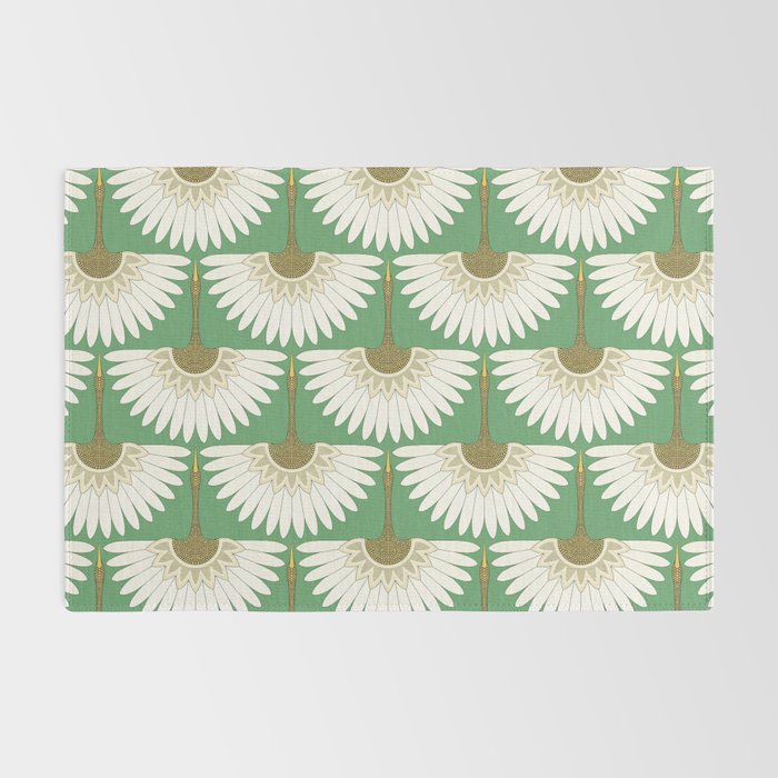 art deco cranes green Rug Gallery Image 2