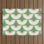 art deco cranes green Outdoor Rug Gallery Image 1