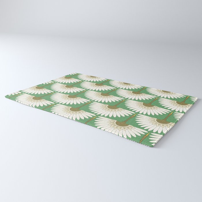 art deco cranes green Rug Gallery Image 3